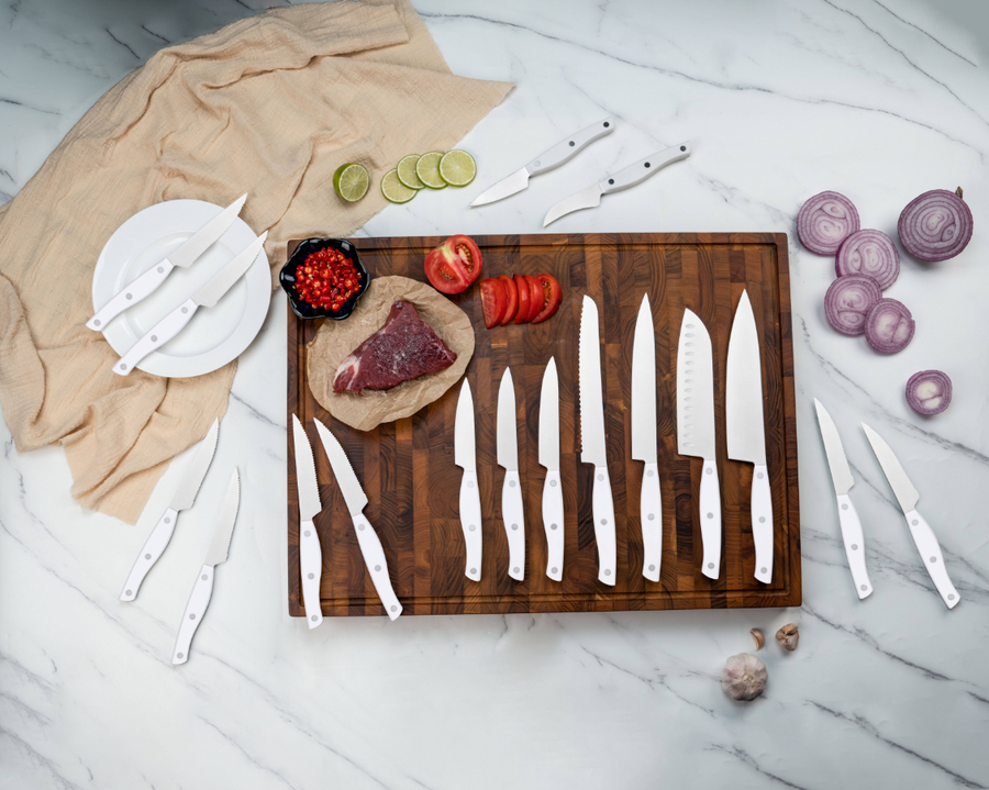 JJ OEM 17-piece Stainless Steel 3cr13 Chef Kitchen Knife Set with ABS Handle