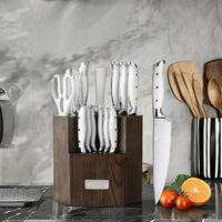 JJ High Quality15-Piece 3Cr13 Stainless Steel Blade S/S430 Steel Head ABS Handle Kitchen Knife Set Custom Logo