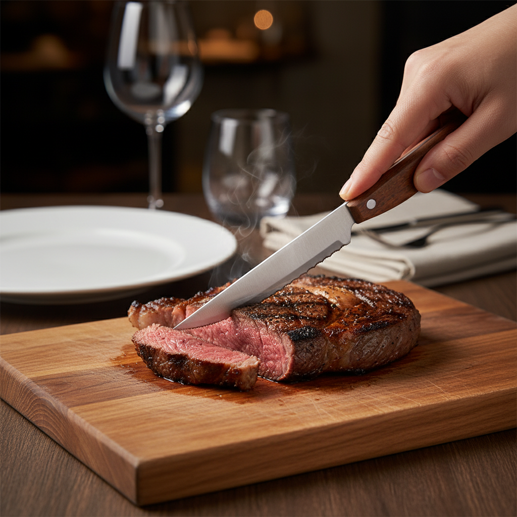 木柄牛排刀使用场景1-切牛排