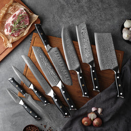 JJ Professional Stainless Steel Kitchen Knives Set Cooking Knife G10 Handle VG10 Damascus Knife Set