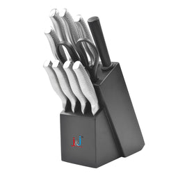 JJ Support OEM/ODM 11 Pcs Stainless Steel 3Cr13 Rubber Wood + Paint sharp Kitchen Knife with Knife Block Sets