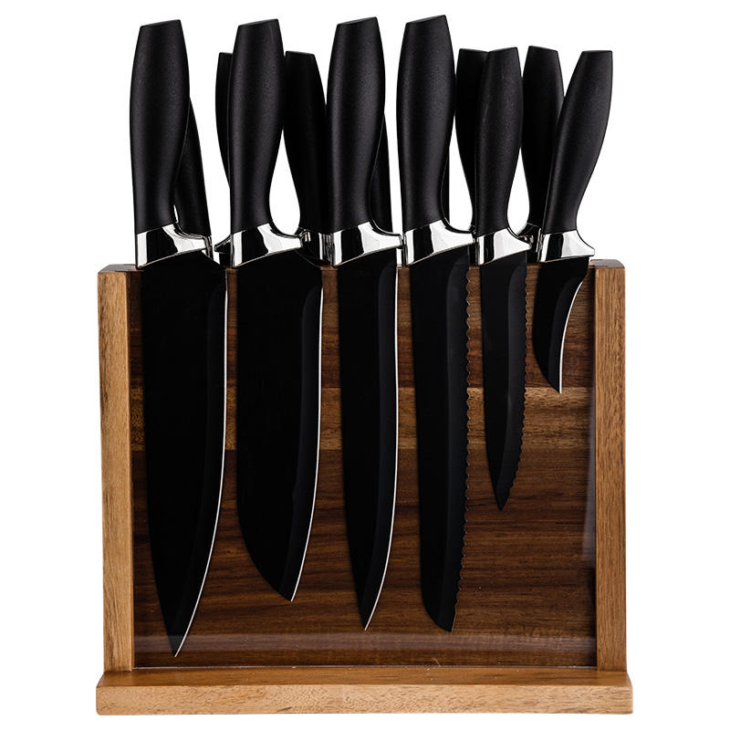JJ Profession Black Kitchen Knife Set 13 Pieces 3Cr13 Stainless Steel Blade PP+ABS Handle Chef's Knife Kitchen Knife