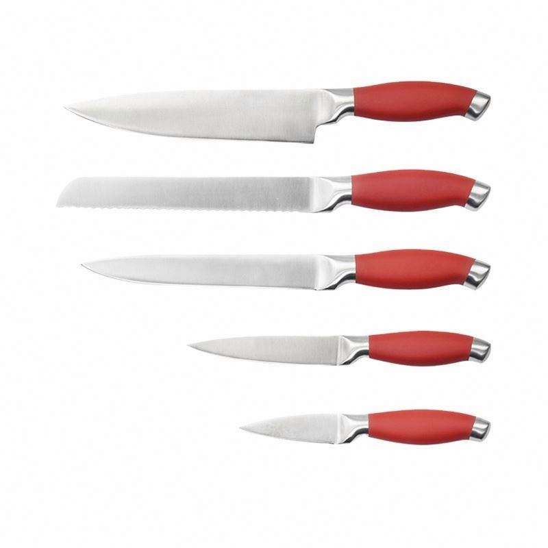 JJ Factory Directly Wholesale Kitchen Chef Knives Stainless Steel 6 PCS Kitchen Knife Set with Hollow Coated Handle