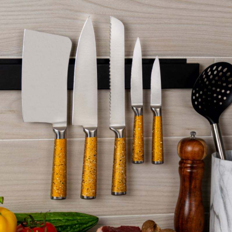 JJ Wholesale 5-tlg. Fleischmesser-Set, Edelstahl 430 mit beschichtetem Griff, Küchenmesser-Set aus Edelstahl