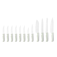 JJ Oem Green 3Cr13 Stainless Steel Kitchen Set Chef's Knife Set 12 Pieces with TPR Handle