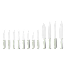 JJ Oem Green 3Cr13 Stainless Steel Kitchen Set Chef's Knife Set 12 Pieces with TPR Handle