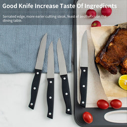 JJ 4.5" Stainless Steel Serrated Steak Knife Set | 4PCS