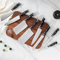 JJ Professional 8-Piece Chef Knife 3Cr13 Stainless Steel Set 430 S/S Blade with ABS Black Handles Kitchen Knife