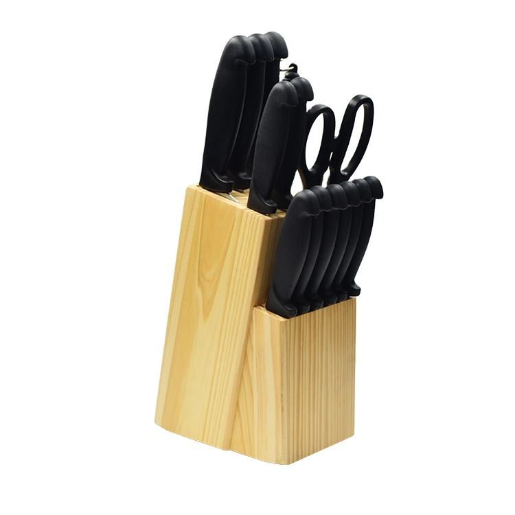 14 Pcs Stainless Steel Block Knife Set With PP Handle Wooden Block Knife Set Kitchen Knife Set