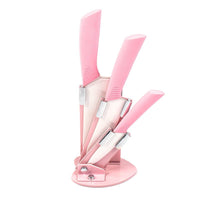JJ Factory Supply Stainless Steel Chef's Fruit Knife Sharp and Durable 4pcs Kitchen Knife Set with Pink Knife Holder