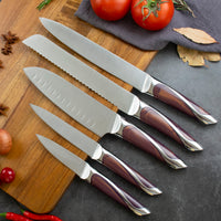 JJ Kitchen Knife Set with Wood Block 6 Piece