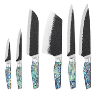 JJ 5Cr15Mov Stainless Steel Abalone Shell Pattern Resin Handle Kitchen Chef Knife Set 6-piece Set