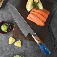 JJ 8 PC High Carbon 5Cr15MOV Stainless Steel Knife Set with Pakka Wood Handle Custom Kitchen Knife Set