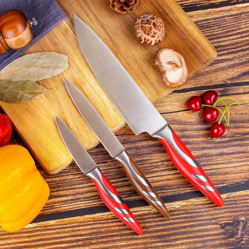 JJ High Quality Professional 3 Piece Chef Knife S/S 410 Handle Sharp and Durable Stainless Steel Kitchen Knife Set