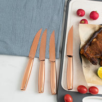 JJ Premium Rose Gold Steak Knife Set Titanium Coating - 4.5"