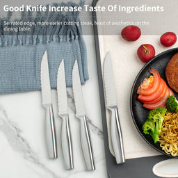 JJ 4.5" Stainless Steel Serrated Steak Knife Set | 4PCS