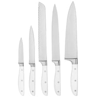 JJ Sharp 5-teiliges Küchenmesserset, weiß, 3cr13 Edelstahl mit ABS- und 430 Edelstahl-Griffbacken
