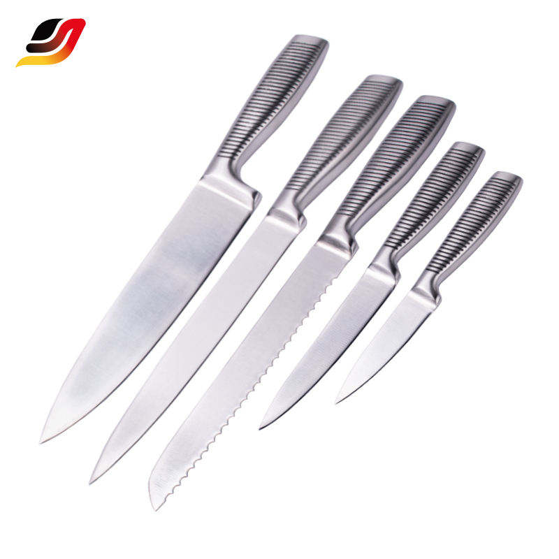 JJ High Quality Multipurpose Chef Knifed Kit Kitchen S/S 410 Handle Stainless Steel 5 PCS Japanese Chef Knife Set