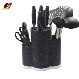 JJ Multifunctional Stainless Steel Knife Set with Scissors - 13-Piece Kitchen Tool Set with Knife Holder