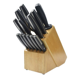 JJ High Quality 15 Pcs Stainless Steel POM Handle Kitchen Knife Set