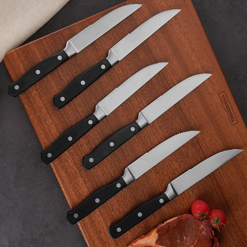 JJ 4.5" 3Cr13 Stainless Steel Serrated Steak Knife Set - ABS & 430 Bolster Handle | 4/6/8PCS