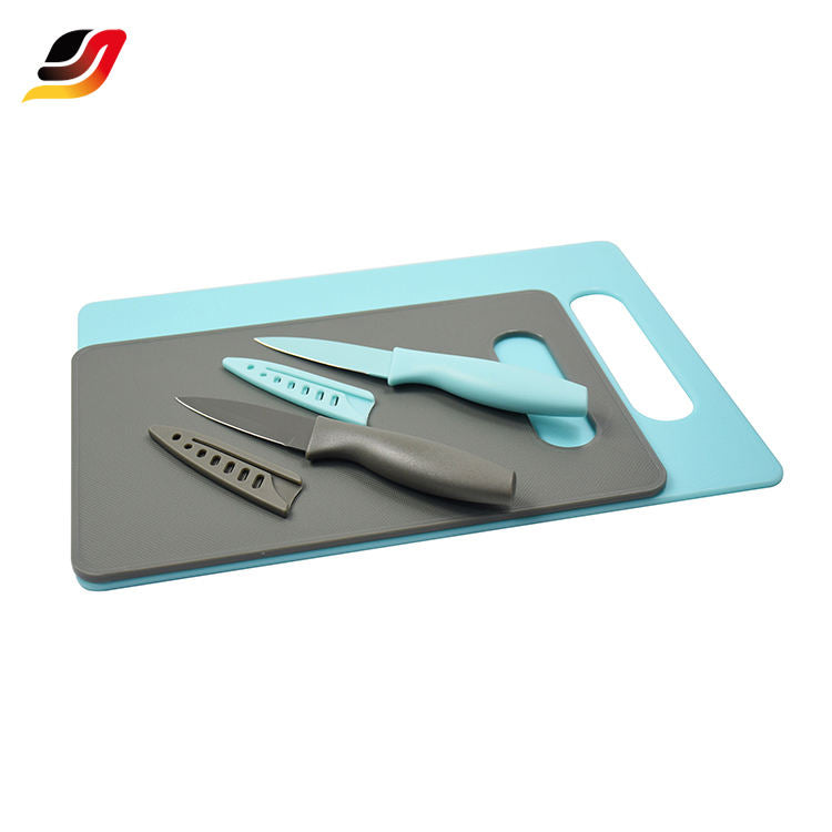 JJ 2PCS Plastic Cutting Board with 2PCS Non-stick Paring Eco-friendly Knife Holder for Safe Knife Cutting Board and Knife Set