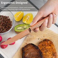 JJ Premium Rose Gold Steak Knife Set Titanium Coating - 4.5"