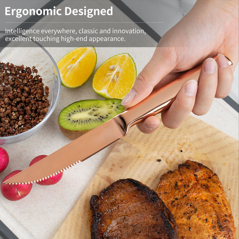 JJ Premium Rose Gold Steak Knife Set Titanium Coating - 4.5"