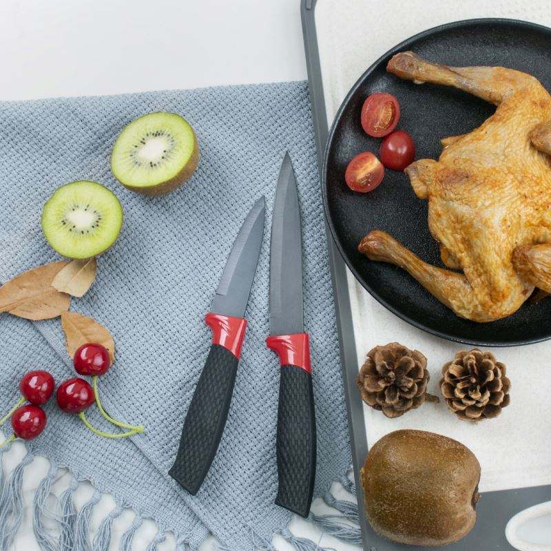 JJ High Quality Stainless Steel Kitchen Knives Set Tools Forged Kitchen Knives Scissors Peeler Set 6pcs Chef Paring Knife