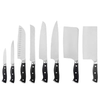 JJ Professional 8-Piece Chef Knife 3Cr13 Stainless Steel Set 430 S/S Blade with ABS Black Handles Kitchen Knife