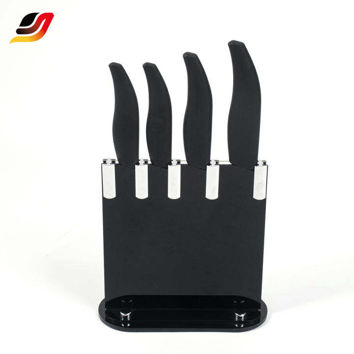 JJ Support OEM/ODM 5-tlg. Küchenmesserset, PP-Griff, Keramik-Küchenmesser mit Acryl-Messerblock
