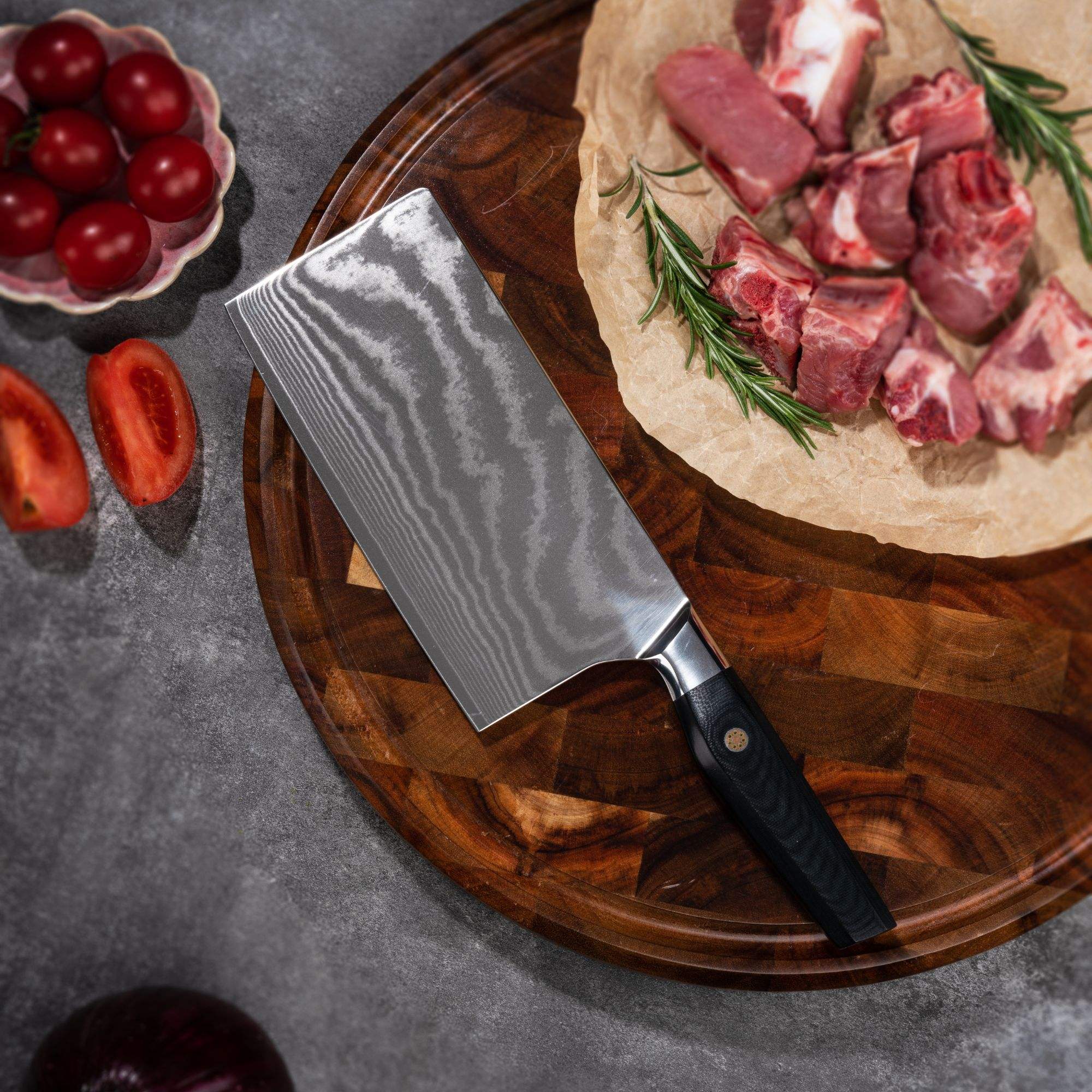JJ 7" Cleaver Japanese 67 Layers Damascus Steel with Octagonal G10 Handle Custom Kitchen Knife