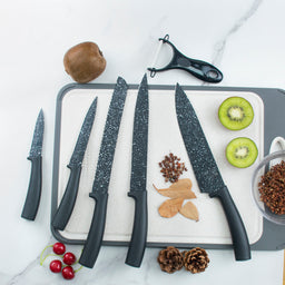 JJ Support OEM/ODM Japanese Chef Knife Multifunctional Cleaver 6 PCS Non-stick Coated Kitchen Knife Set with Peeler