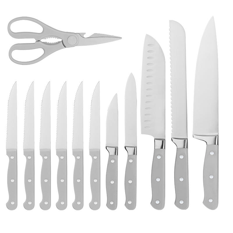 JJ Best Seller 3cr13 Stainless Steel 13-Piece Kitchen Knife Set with ABS Handle Chef Steak Bread Knife