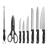 JJ Multifunctional Scissors Chef Slicer Knife Stainless Steel 14pcs Kitchen Knives Set with Wooden Block Knife