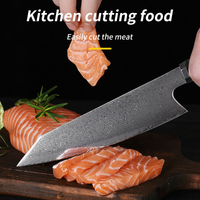 JJ VG-10 Damascus Kiritsuke Knife Resin Handle Japanese