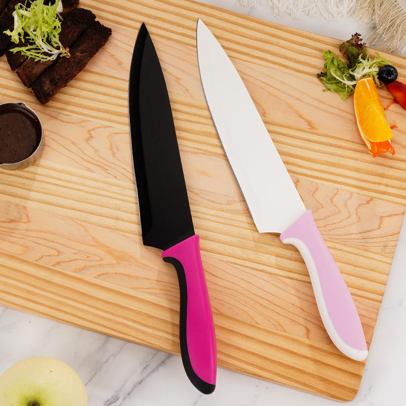 JJ Colorful Handle 8 Inch Kitchen Knife 3Cr13 Stainless Steel Chef Knife with PP+TPR Handle in Stock