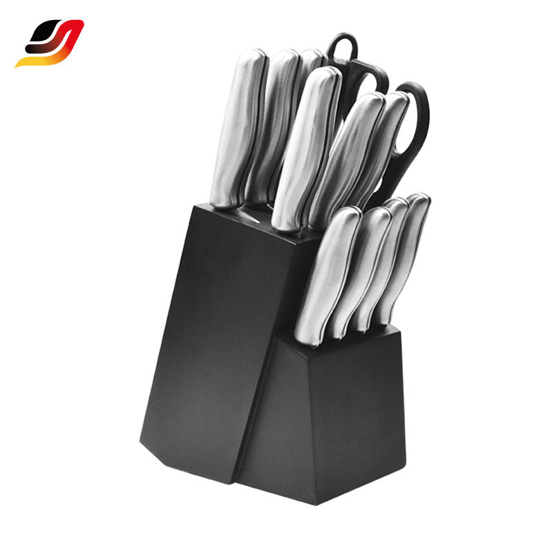 JJ HOT SALE 13 PCS KITCHEN KNIFE WITH WOODEN BLOCK KITCHEN KNIFE SET