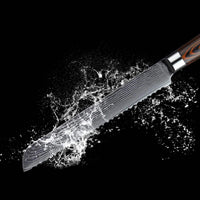 JJ 67 Layers Damascus Bread Knife Pakka Wood Handle 8"