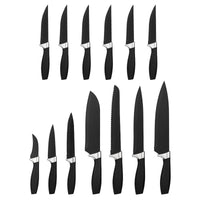 JJ Profession Black Kitchen Knife Set 13 Pieces 3Cr13 Stainless Steel Blade PP+ABS Handle Chef's Knife Kitchen Knife