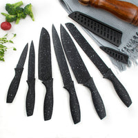JJ Wholesale Multifunktionales Chefkochmesser-Set Edelstahl 6-teiliges antihaftbeschichtetes Küchenmesser-Set mit Kunststoffhülle
