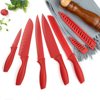 JJ High Quality Cooking Knife Stainless Steel 10 PCS Non-stick Coated Kitchen Knife Set with Plastic Sheath