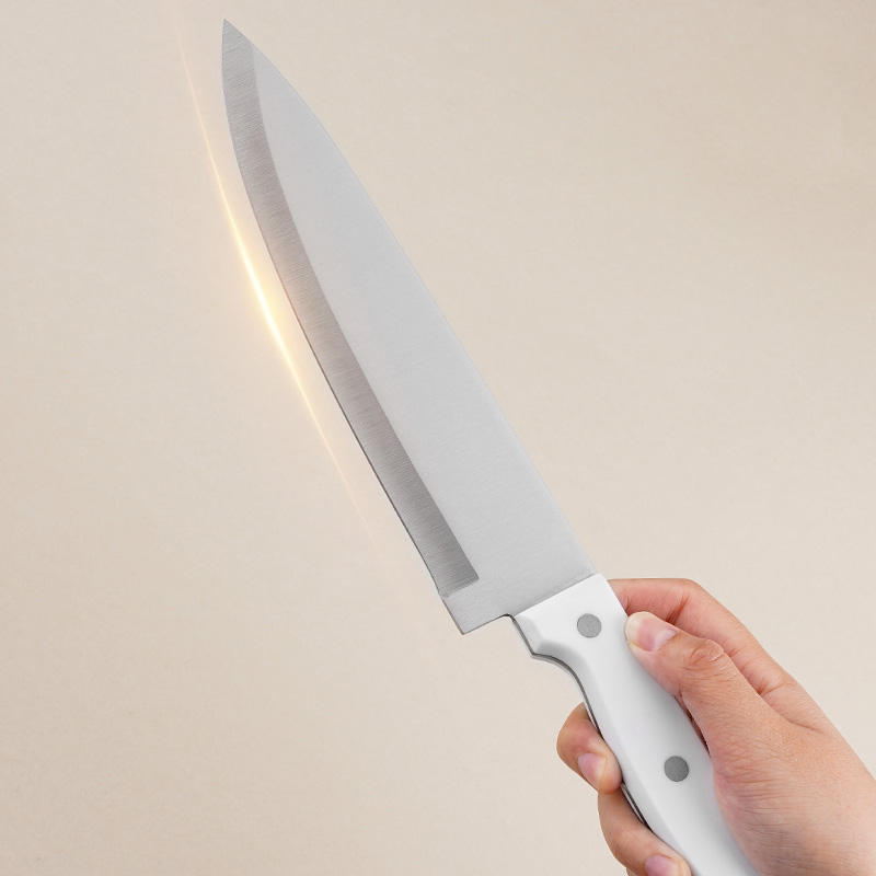 JJ 17 Pieces Kitchen Knife Set 3Cr13 Stainless Steel with White ABS Handle Chef Knife Steak Bread Carving Knife