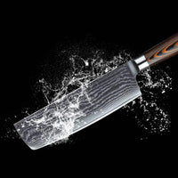 JJ 67 Layers Damascus Nakiri Cleaver Knife Pakka Wood Handle 7"