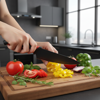 红黑手柄刀具套装场景2-切菜特写