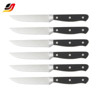 JJ OEM 14pcs/Set Kitchen Cutting Tool Block Set Sharpener Stainless Steel Blade Wood Handle Kitchen Knife Set