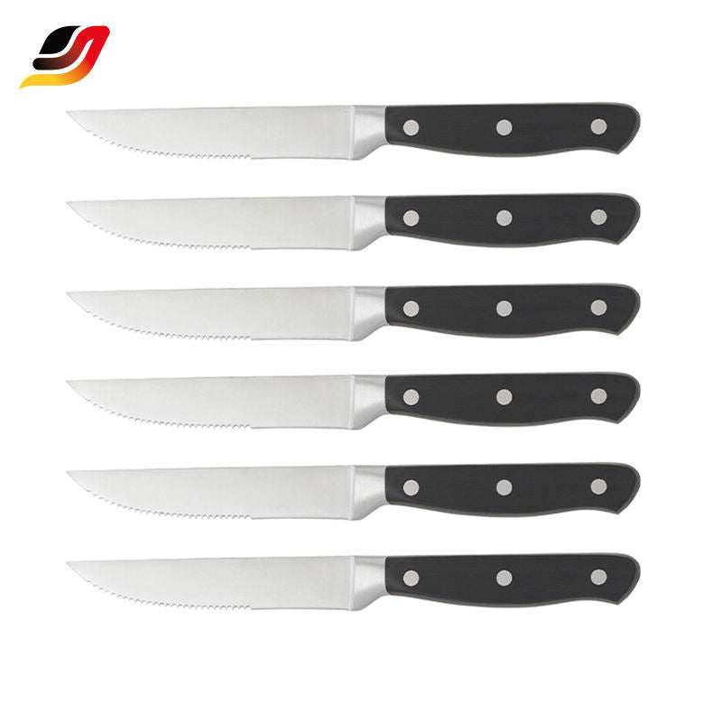 JJ OEM 14pcs/Set Kitchen Cutting Tool Block Set Sharpener Stainless Steel Blade Wood Handle Kitchen Knife Set