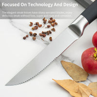 JJ 4.5" Stainless Steel Steak Knife Set - S/S Hollow Handle with TPR Spray | 4PCS