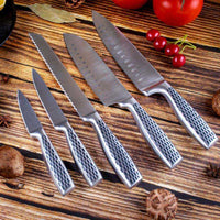 JJ Wholesale 5-tlg. japanisches scharfes Kochmesser-Set, Edelstahl 410 Griff, Küchenmesser-Set