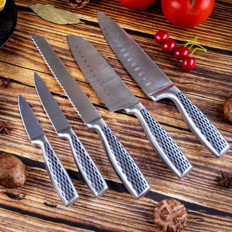 JJ Wholesale 5-tlg. japanisches scharfes Kochmesser-Set, Edelstahl 410 Griff, Küchenmesser-Set